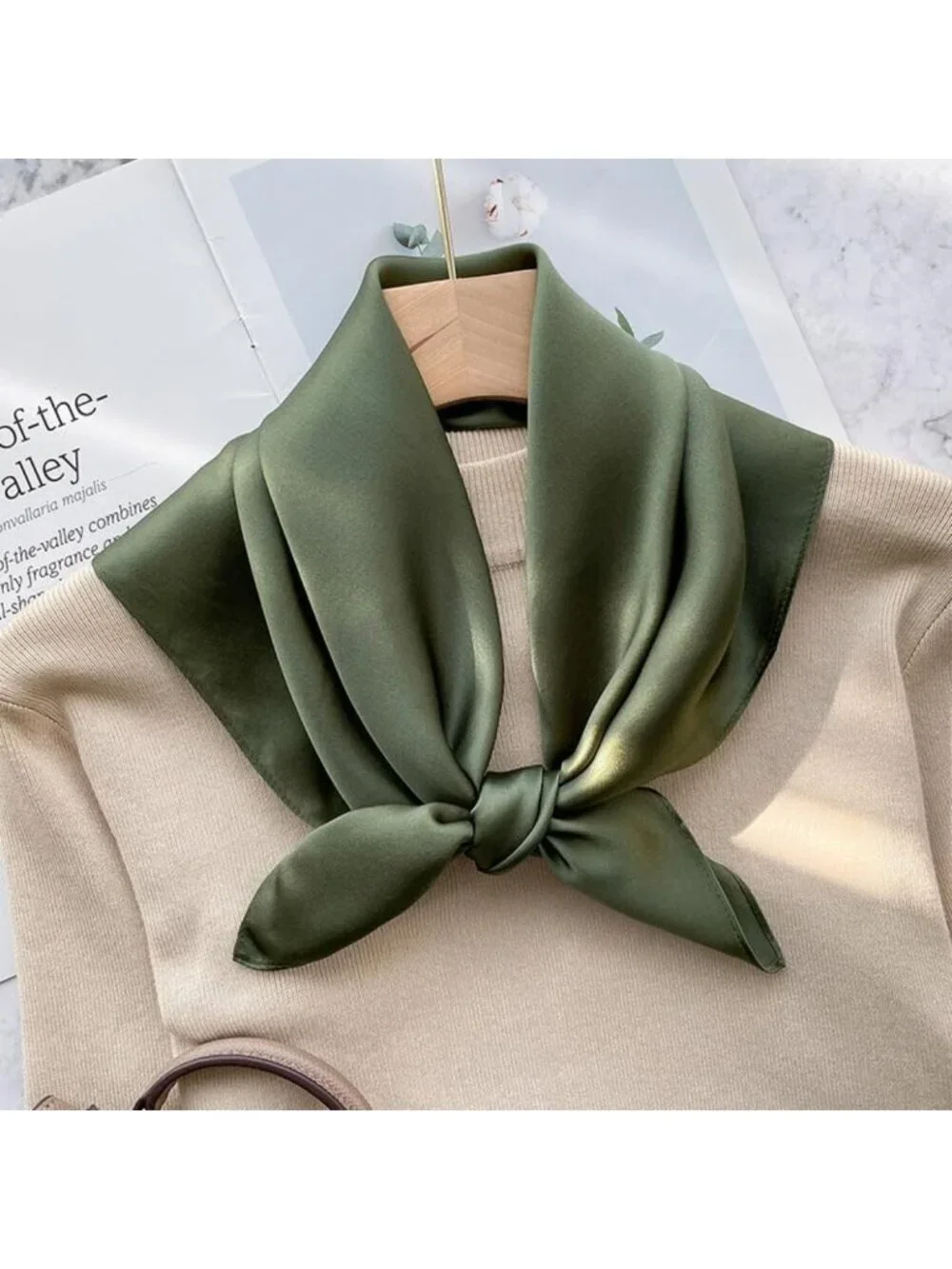 100% Mulberry Silk Square Scarf for Hair - 25.6